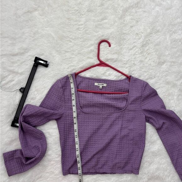 Madewell Squared Neck Textured Long Sleeve Crop Top Size M - Picture 8 of 9